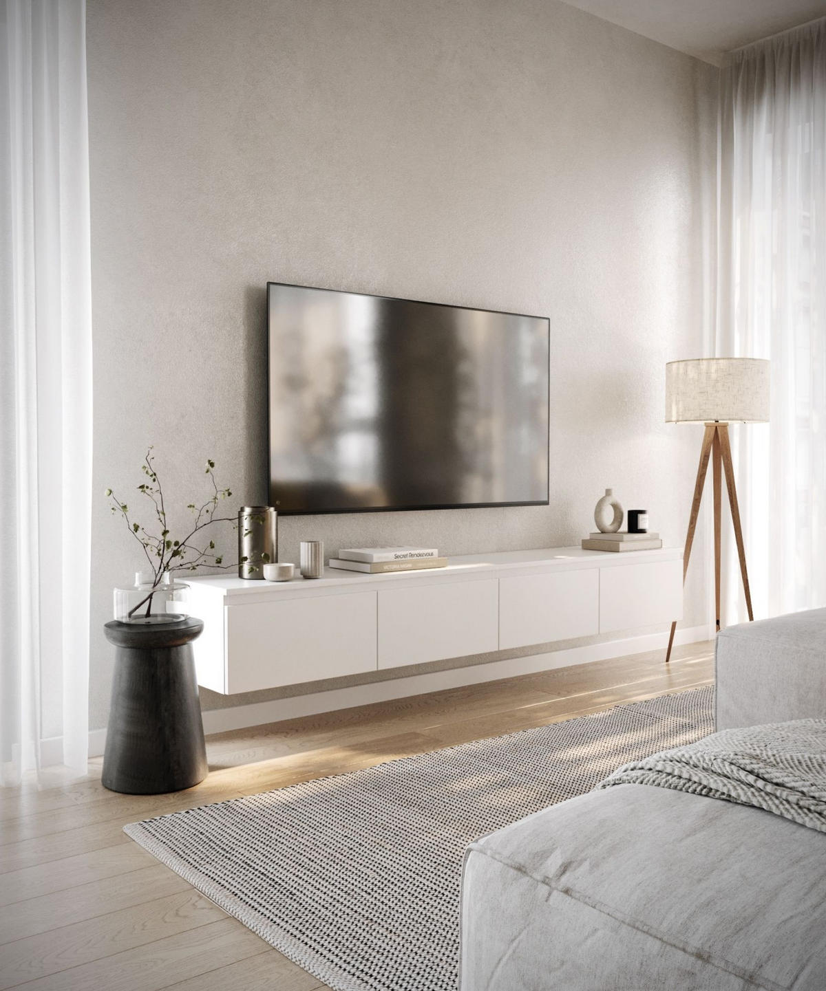 TV-LOWBOARD Bemmi Weiß 200 cm - Weiß, Holzwerkstoff (200/28.4/31.8cm) - Selsey
