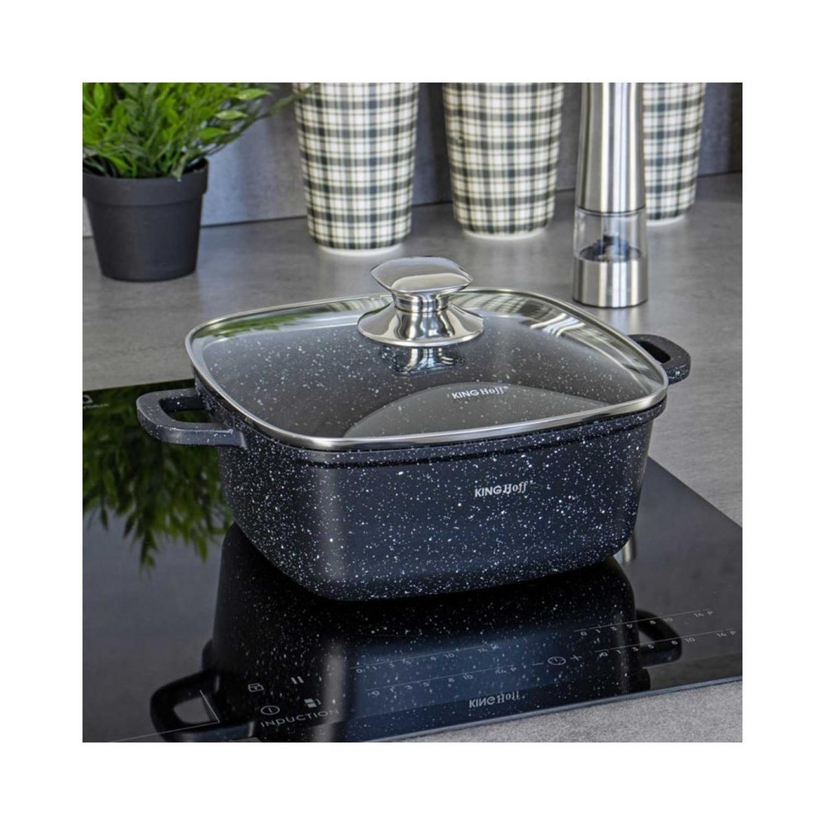 TOPF Schwarz 22/22/9.5 cm KH1602 - Schwarz, Glas (22cm) - Kinghoff 