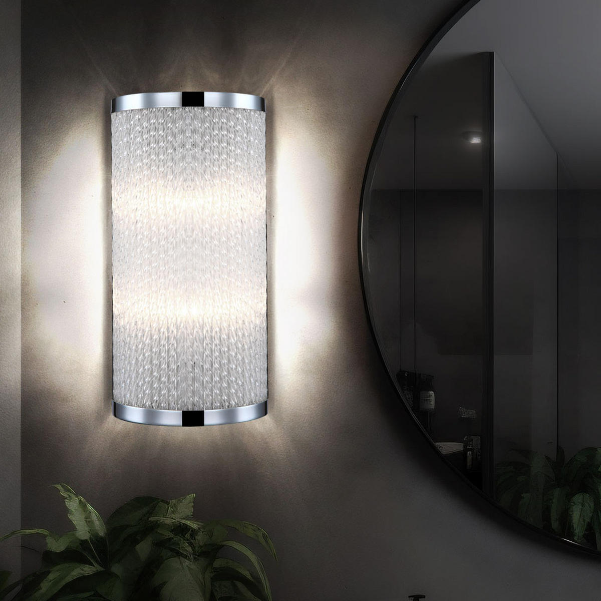 WANDLEUCHTE Karl Metall Silber - Silberfarben, Glas (15/30/7.7cm) - Globo Lighting