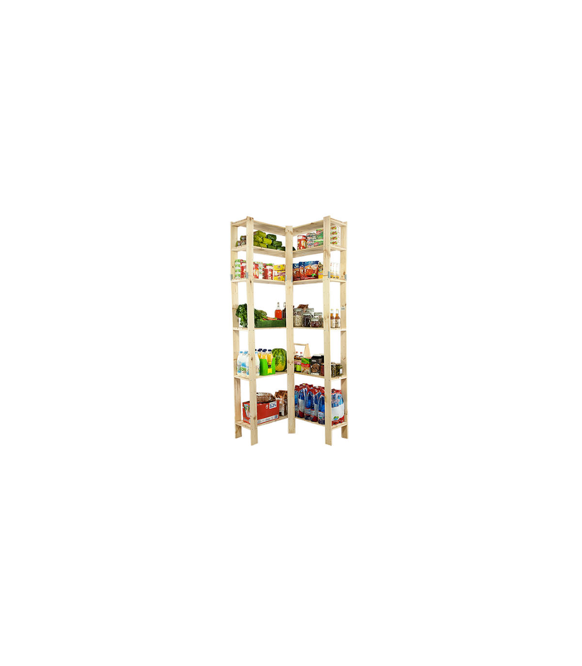 ECKREGAL WOODLAND 230x85x30cm Fachlast 120kg 6 Fachboden Kiefernholz Natur - Naturfarben, Holz (85/230/50cm) - PROREGAL