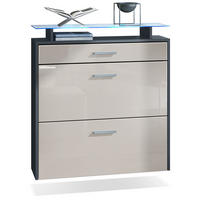 SCHUHSCHRANK Malea Fronten in Sandgrau Hochglanz - Sandfarben, Holzwerkstoff (89/96/23cm) - Vladon