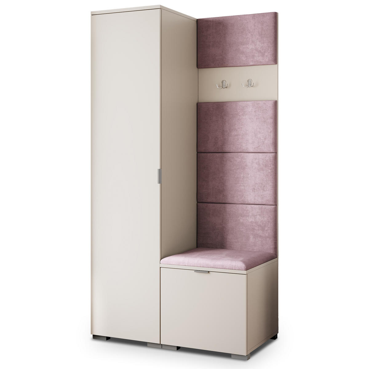 GARDEROBENSCHRANK LORI 95/181/51 cm Modern Garderobe-Set Kaschmir - Kaschmir/Lila, Holzwerkstoff (95/181/51cm) - MASSENO