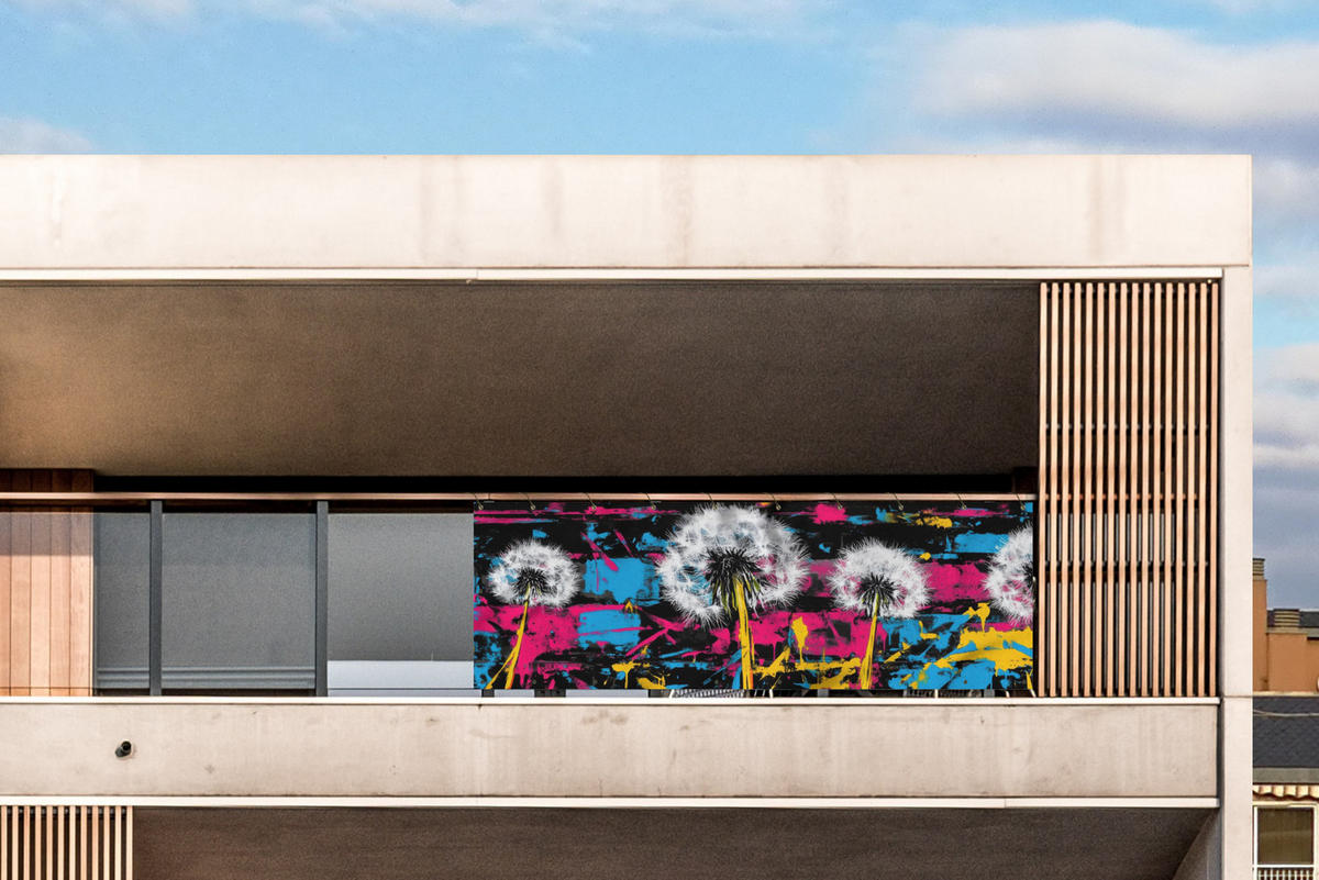 BALKON-SICHTSCHUTZ Straßenkunst - Bunt - Wand - Schwarz, Kunststoff (300/100cm) - MuchoWow