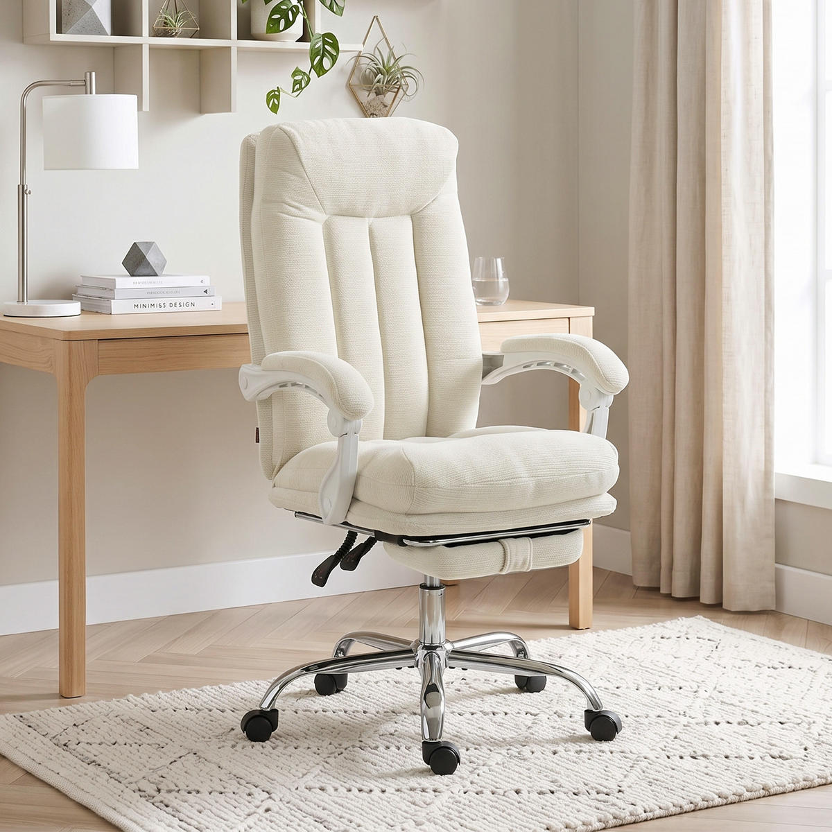 BÜROSTUHL Creme 69.0/68.0/117.0 cm - Creme, Textil (68/117/69cm)