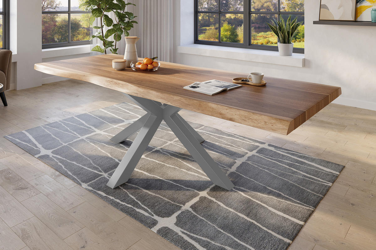 ESSTISCH TITAN - Beige/Silberfarben, Holz (120/350/79cm) - SAM