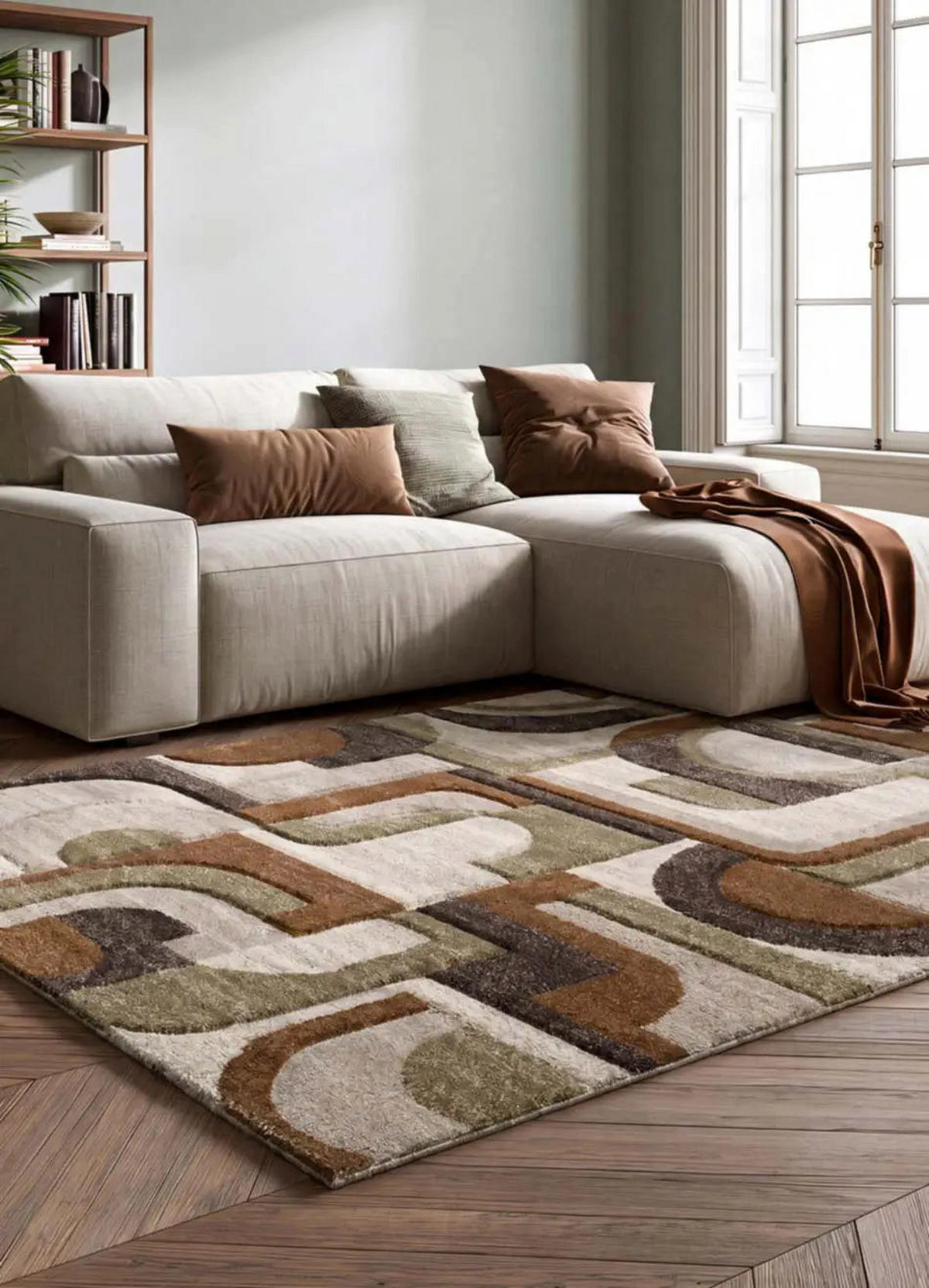 HOCHFLORTEPPICH Beige / Braun Teva 133/190 cm - Braun, Textil (133/190cm) - Atticgo