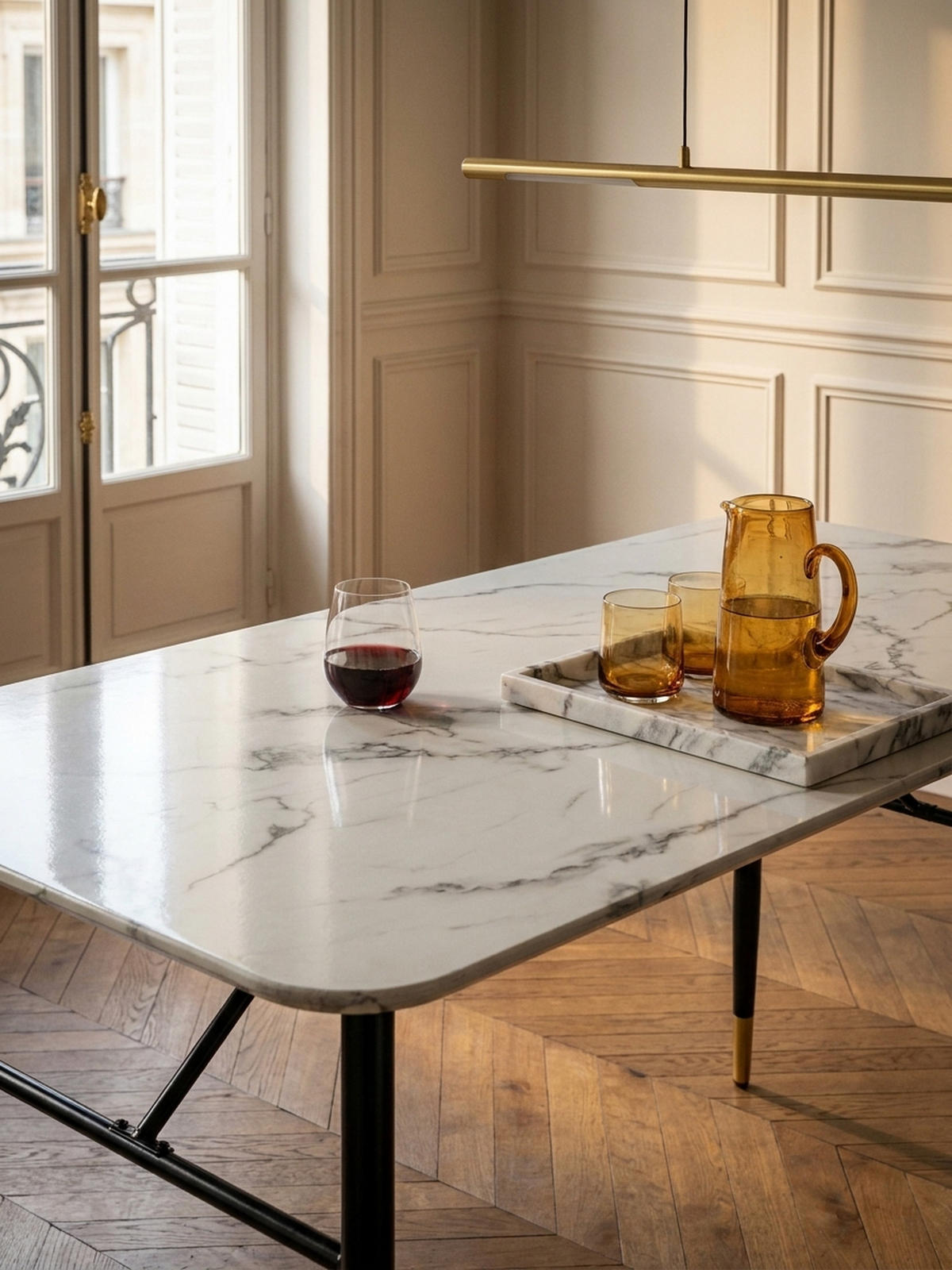 ESSTISCH Marmoroptik Metall Rechteckig Modern Klein, Weiß 160x80x76 cm - Goldfarben/Weiß, Holzwerkstoff/Metall (80/160/76cm) - KADIMA DESIGN
