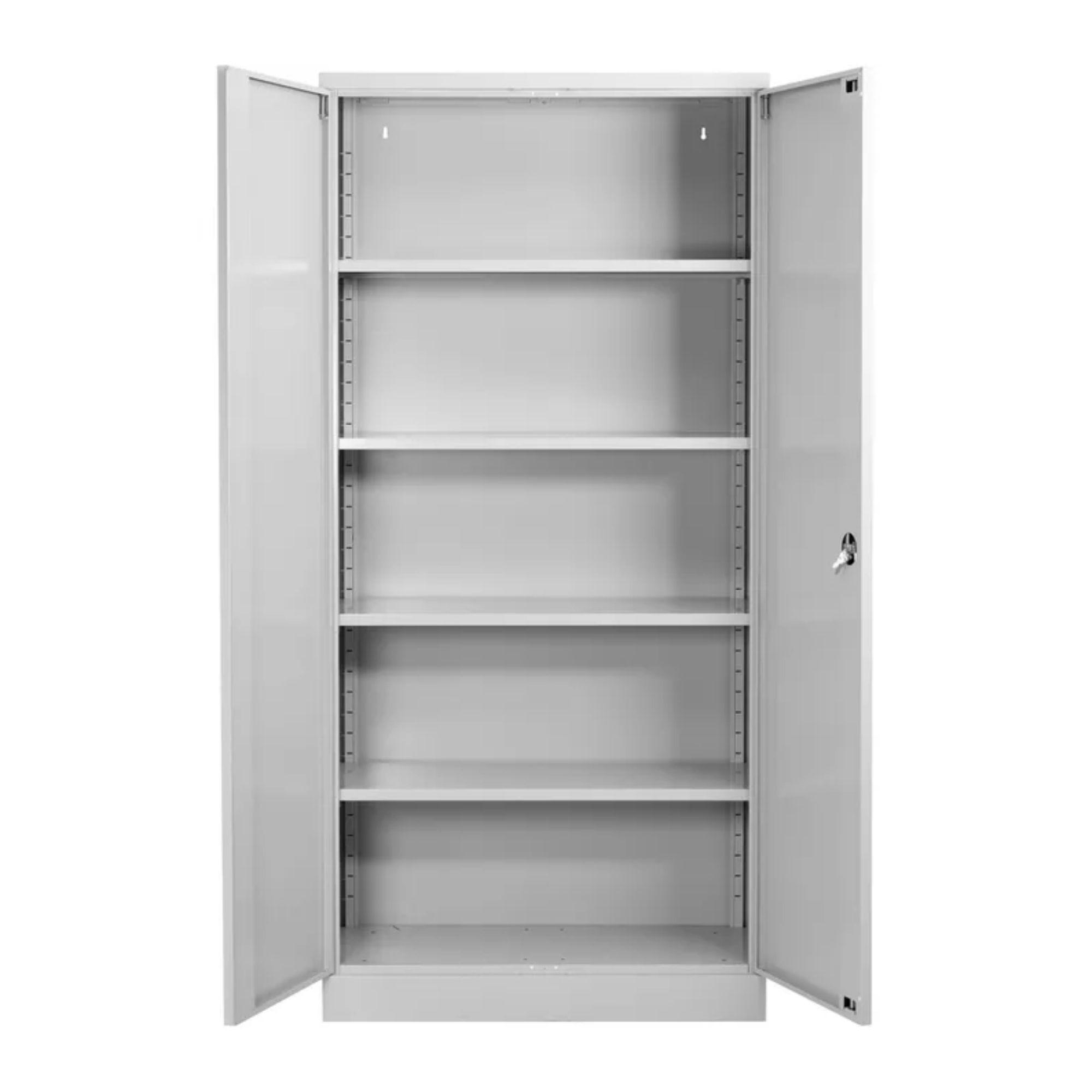 STAHLSCHRANK Bee mit 4 lackierten Fachböden 195x92x50 cm Korpusfarbe Lichtgrau Frontfarbe Lichtgrau - Hellgrau, Metall (92/195/50cm)