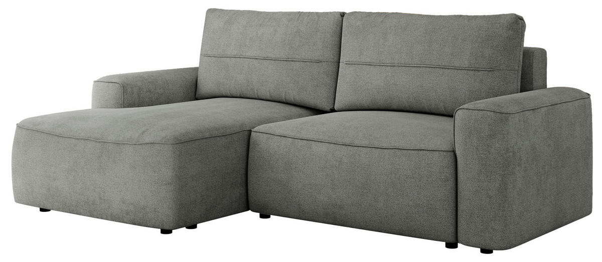 ECKSOFA BELLUNO L Grau Strukture - Links - Schwarz/Grau, Textil (144/233cm) - MKS