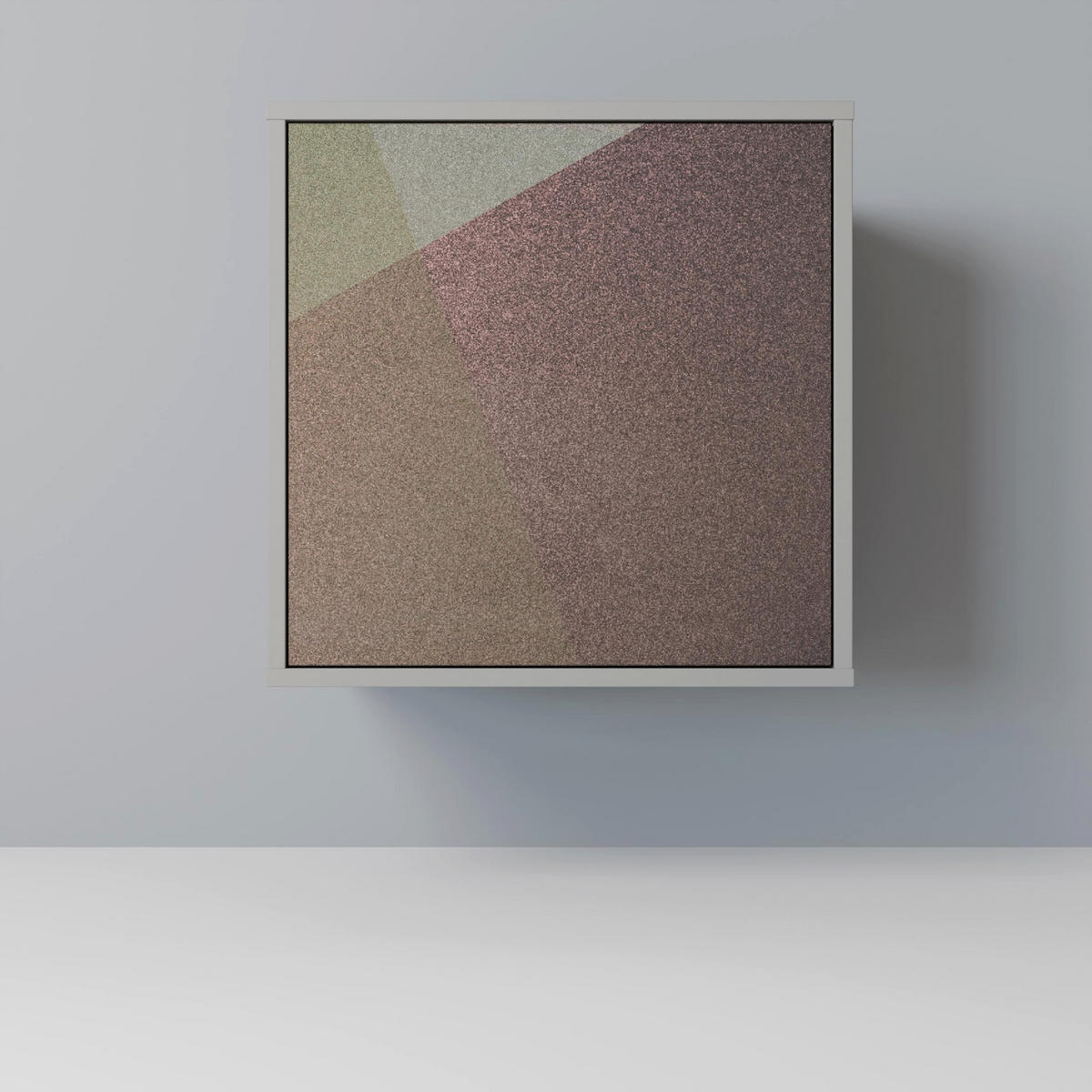 SIDEBOARD BEIGE GEOMETRY, Grau, 57,5x42x75,5 cm, Goldfarbene Metallfüße - Goldfarben/Multicolor, Holzwerkstoff/Metall (57.5/75.5/42cm) - SpaceRebels