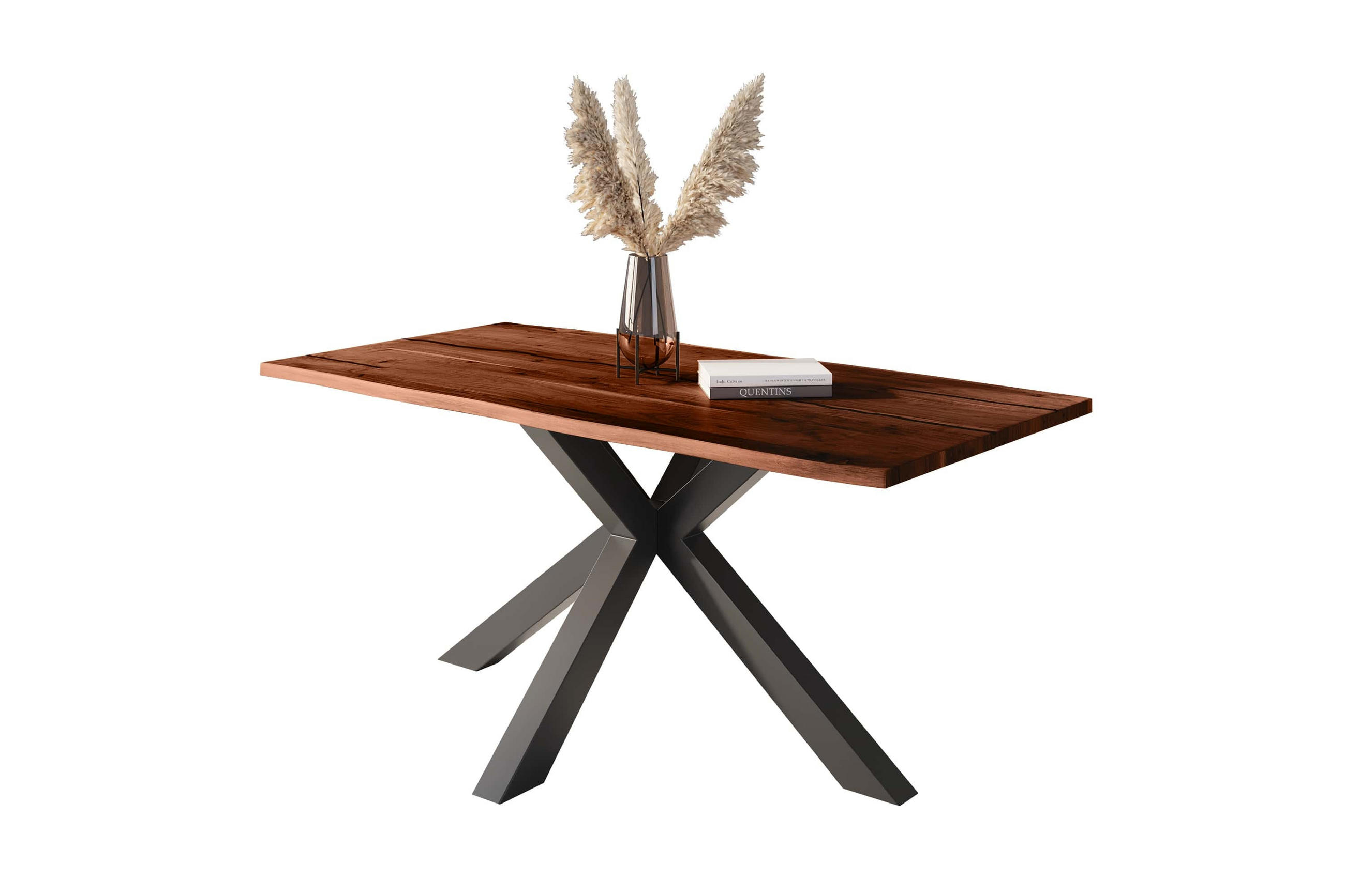 ESSTISCH POLLY - Schwarz/Braun, Holz/Metall (85/160/77cm) - SAM