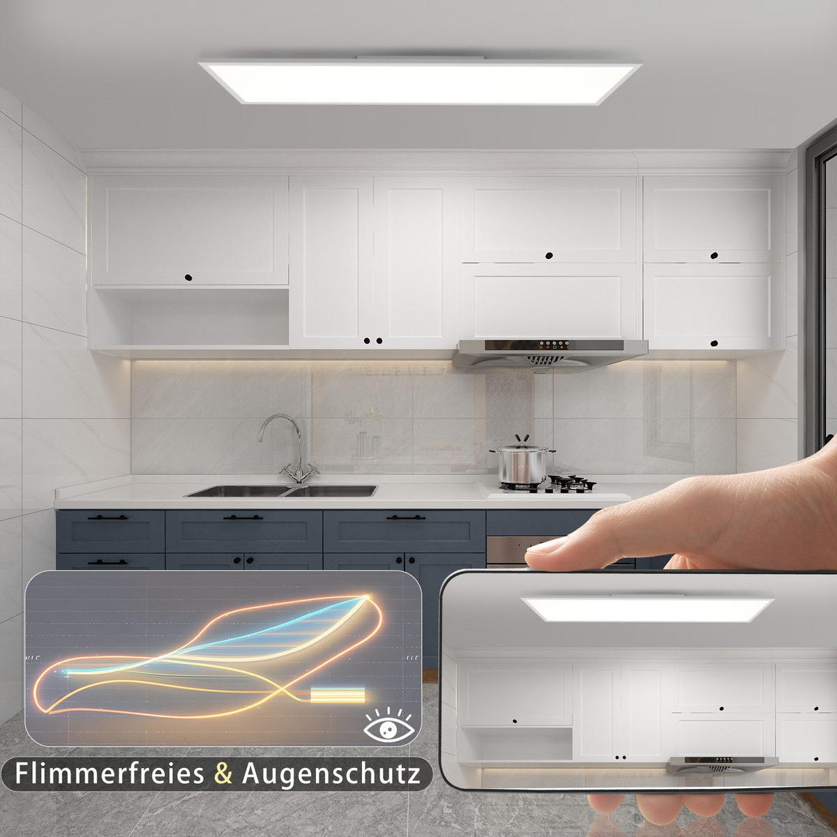 LED-DECKENLEUCHTE Landshut 100/25/4.5 cm - Weiß, Metall (100/25/4.5cm) - Nettlife