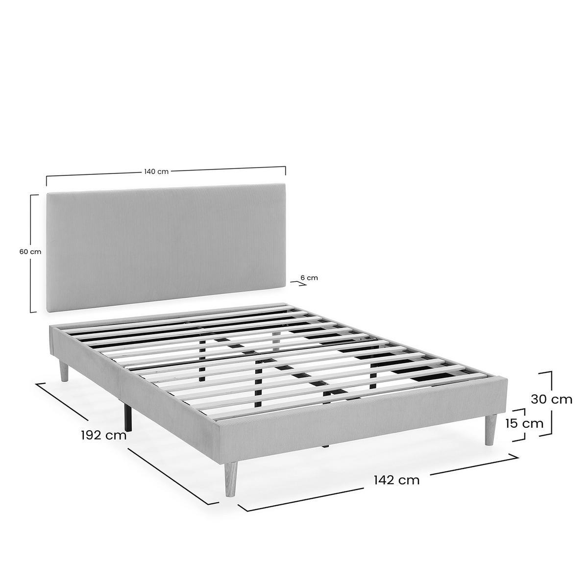 POLSTERBETT + kopfteil Bari 140x190 cm, Grau - Grau, Textil (190/140cm) - VS Venta-stock