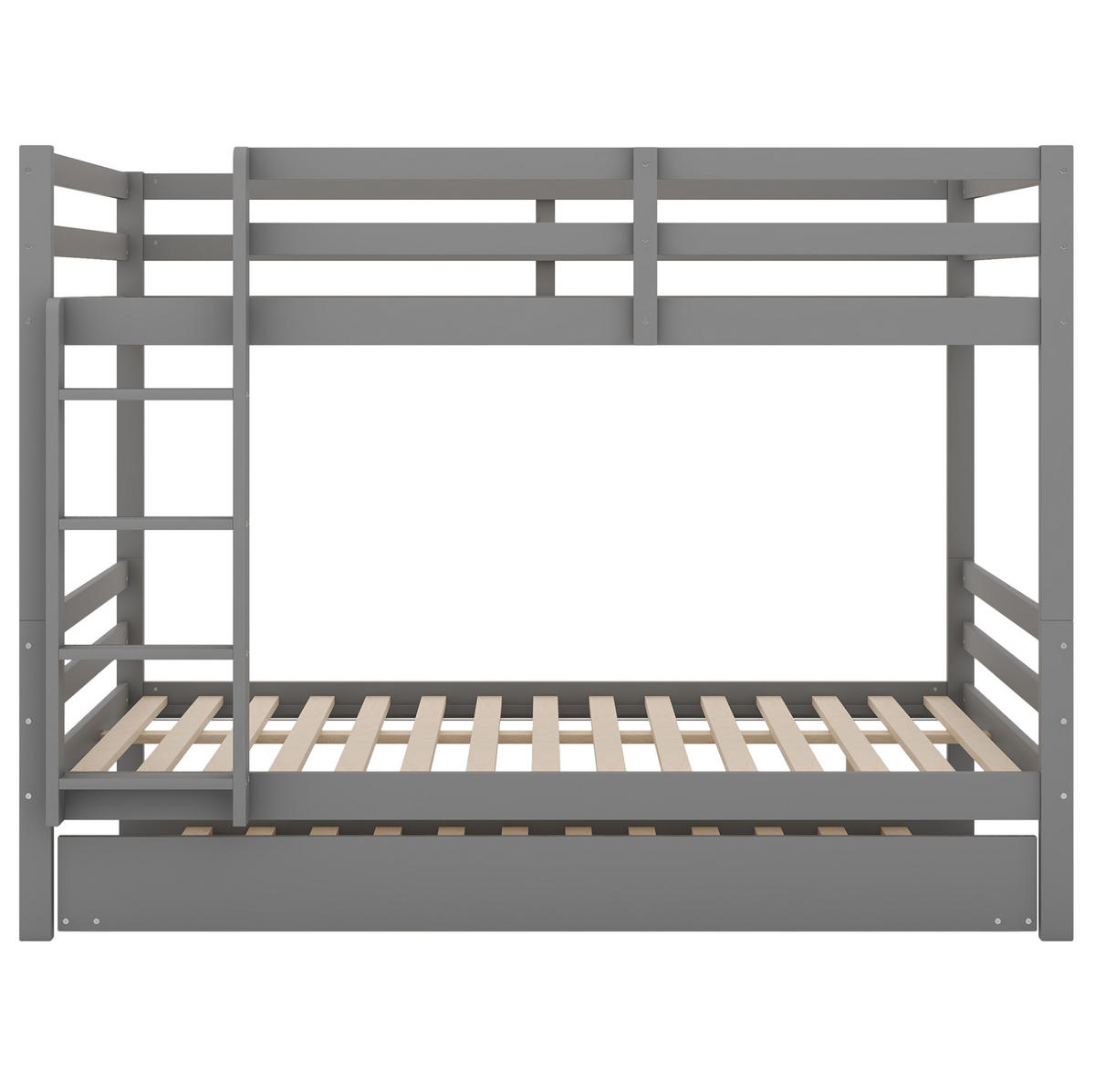 ETAGENBETT 140/200 cm Grau mit Ausziehbett und stabiler Treppe - Grau, Holz (140/200cm) - Flora Grace