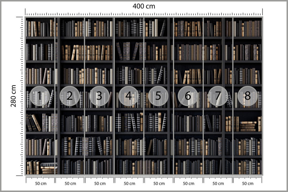 FOTOTAPETE für Büro Bücherregale Bibliothek Literatur 400x280 - Beige/Creme, Papier (400/280cm) - Muralo