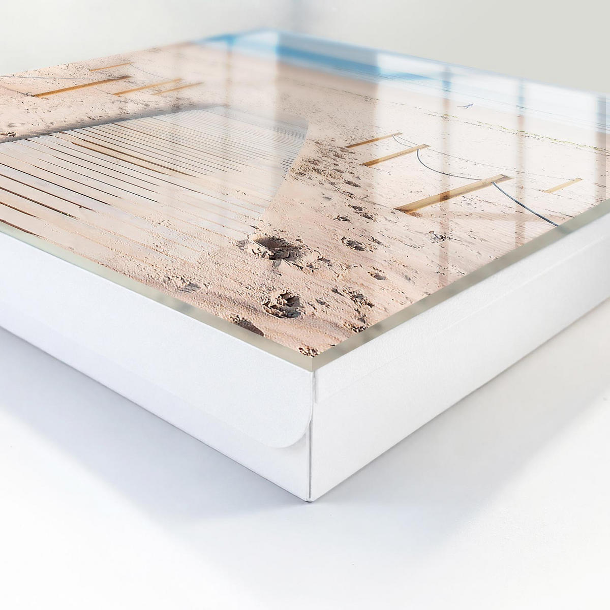 SCHLÜSSELBOX Weiß 30x30 cm – Türöffnung nach rechts - Meeresstrand - Beige, Metall (30/30/5cm) - TULUP