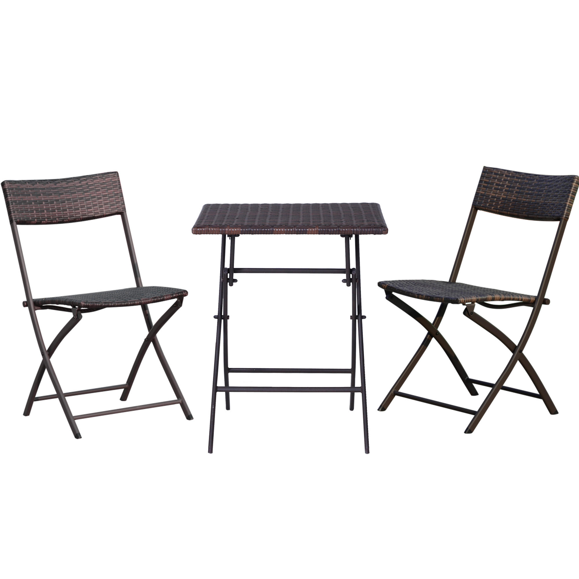 POLYRATTAN BISTROSET DE-06654 2 Personen, Sitzgruppe, klappbar Braun - Braun, Kunststoff/Metall - ComfortXL