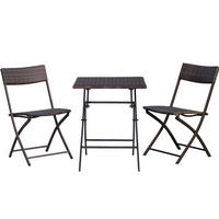 POLYRATTAN BISTROSET DE-06654 2 Personen, Sitzgruppe, klappbar Braun - Braun, Kunststoff/Metall - ComfortXL