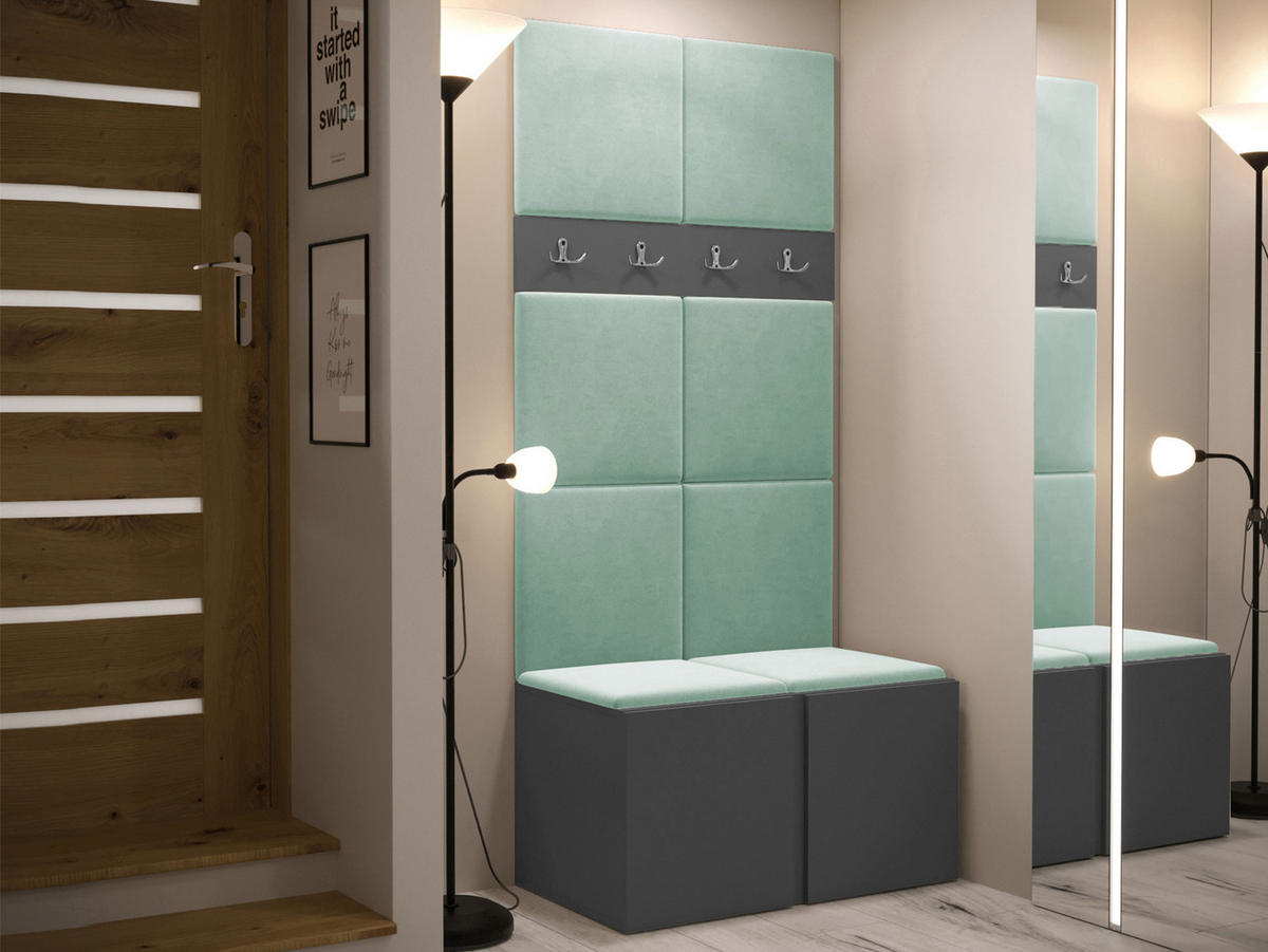 GARDEROBEN-SET Orion IV - Graphitfarben/Mintgrün, Holzwerkstoff/Kunststoff (84/186/46cm) - MIRJAN24