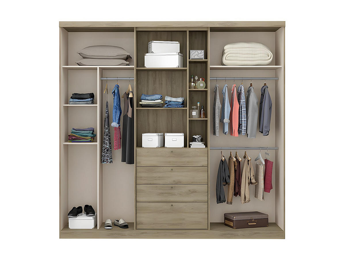 KLEIDERSCHRANK - 240 cm x 53 cm - Holz, Platte - Naturfarben Hell BODIL - Naturfarben, Holz (240/231/53cm) - Vente-Unique