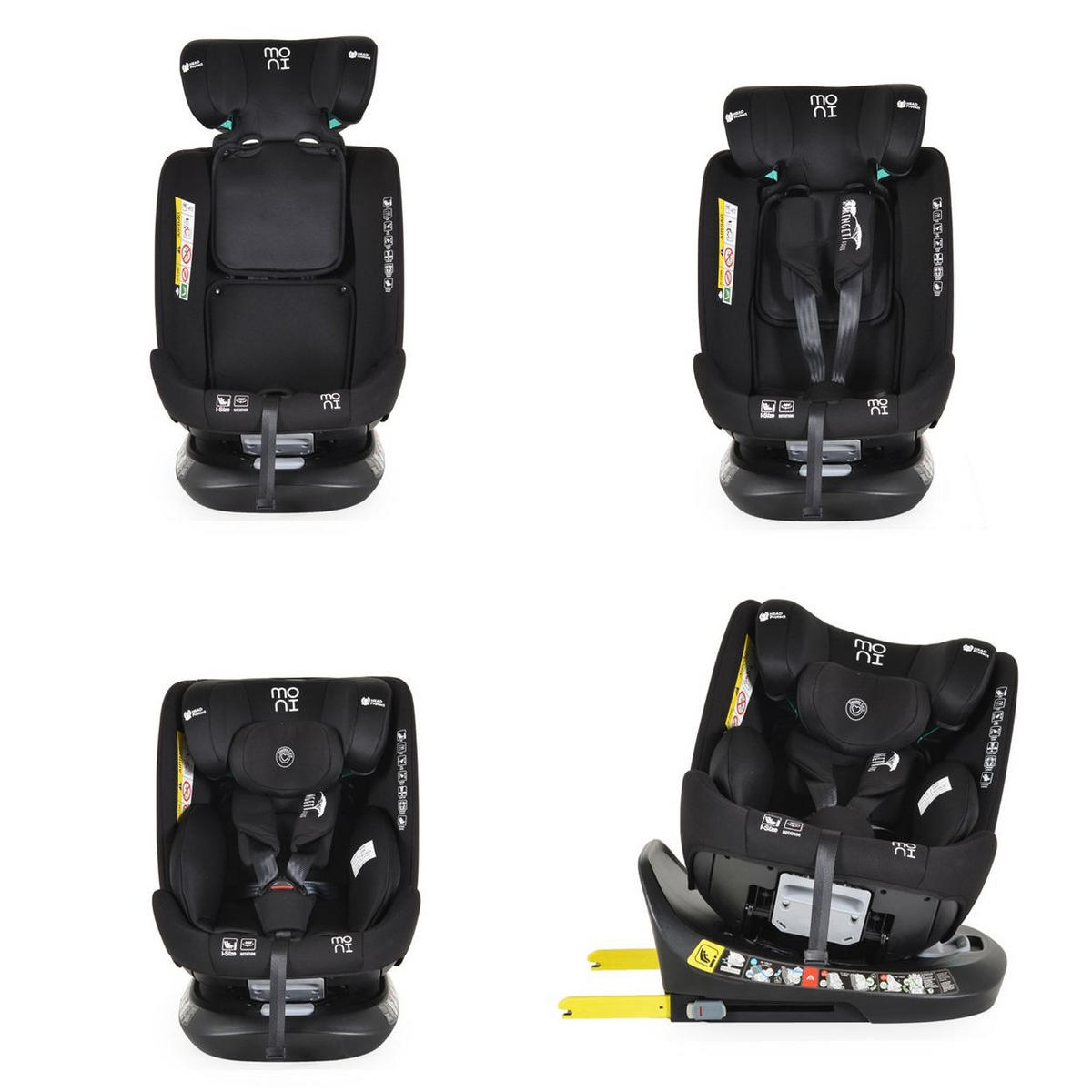 KINDERSITZ Serengeti i-Size schwarz (40-150cm) Isofix, Kuscheltier, Nackenkissen - Schwarz, Kunststoff (44/60/17cm) - Moni