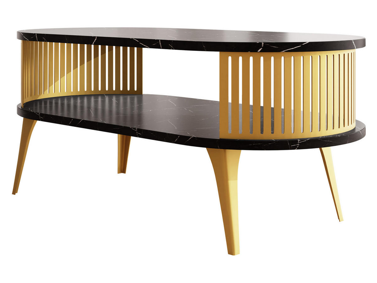 COUCHSITCH Roenni Oval Gold - Goldfarben/Schwarz, Holzwerkstoff/Metall (100/50/44cm) - MIRJAN24