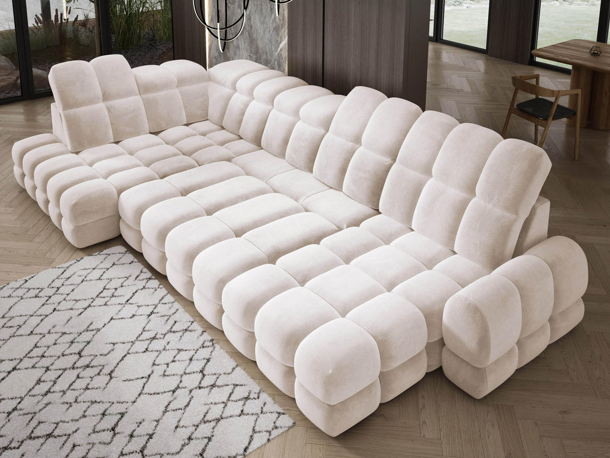 ECKSOFA TOLLO Salvador-stoff U-form 400x217x105 cm creme - Creme, Holz/Textil (400/217cm) - DomoHome