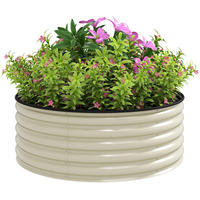 HOCHBEET, 120L x 120B x 43H cm - Creme, Metall (120/43/120cm) - Outsunny