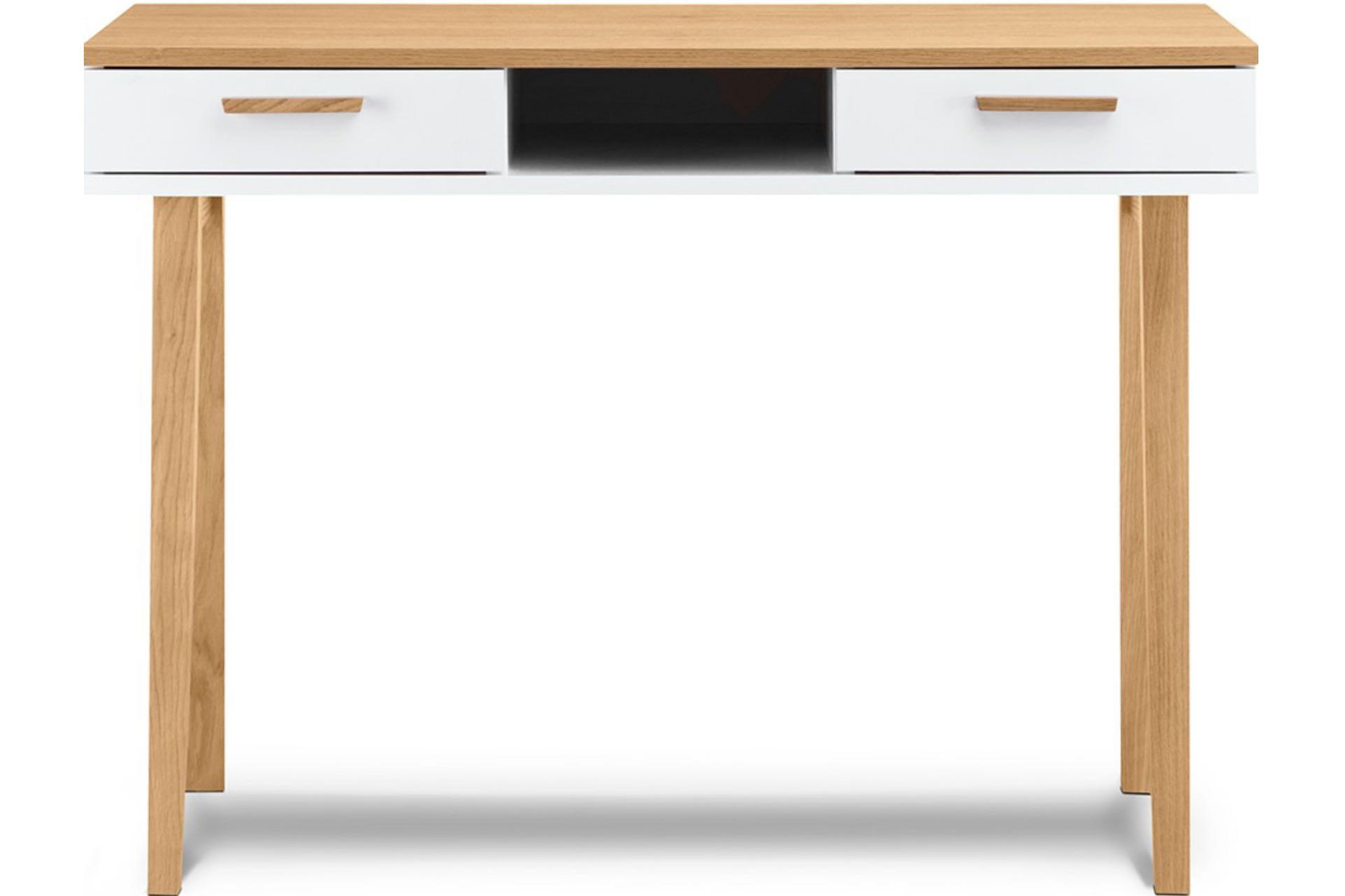 SCHREIBTISCH FRISK 2 Schubladen, weiß - Schwarz/Weiß, Eichenholz/Holzwerkstoff (48/100/75cm) - KONSIMO®