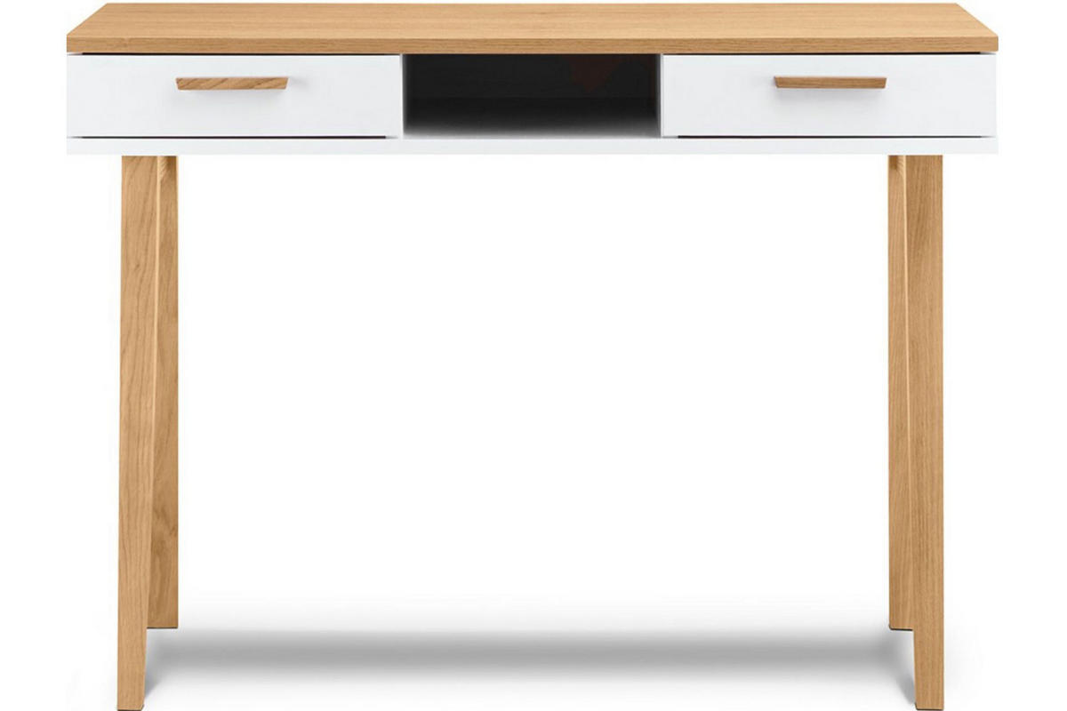SCHREIBTISCH FRISK 2 Schubladen, weiß - Schwarz/Weiß, Eichenholz/Holzwerkstoff (48/100/75cm) - KONSIMO®