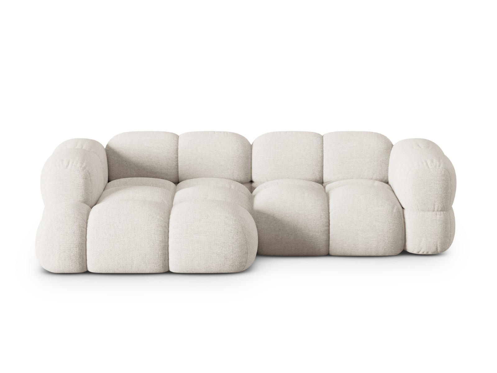 ECKSOFA links Loretto aus strukturiertem Stoff beige 3 Sitzplätze - Beige, Textil (147/250cm) - Cosmopolitan Design