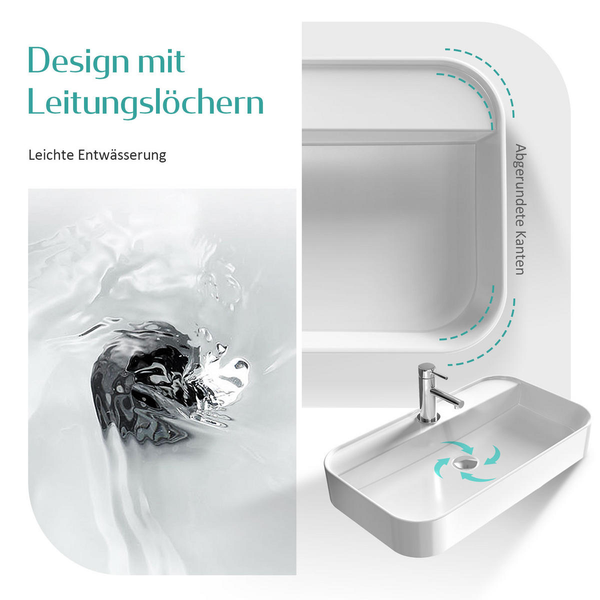 WASCHBECKEN Weiß 50/40/11 cm - Weiß Hochglanz, Keramik (40/11/50cm) - EMKE