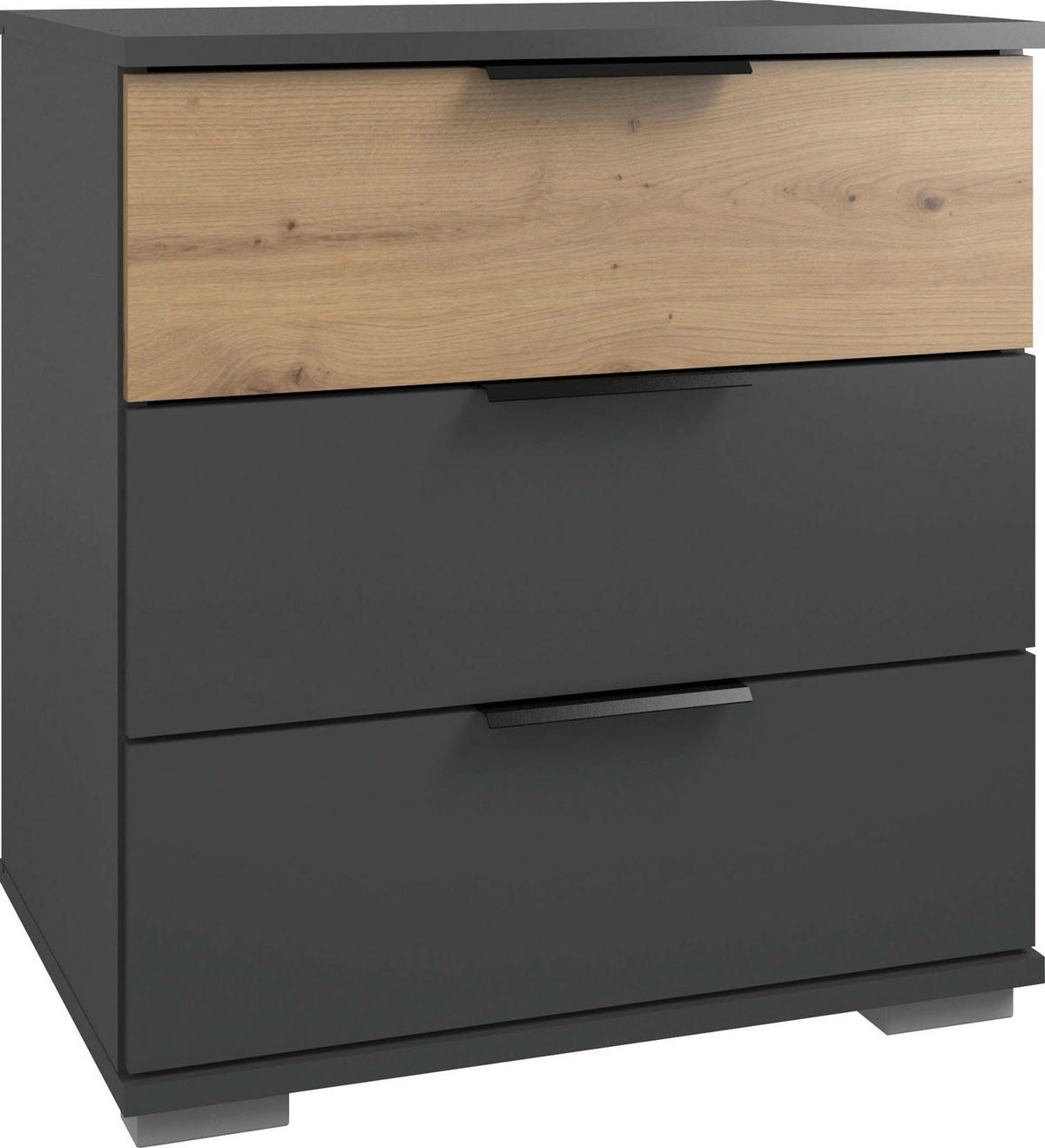 NACHTKONSOLE Gibraltar Graphit / Artisan Eiche 52 / 38 / 64cm - Graphitfarben/Braun, Holz/Holzwerkstoff (52/64/38cm) - Wimex