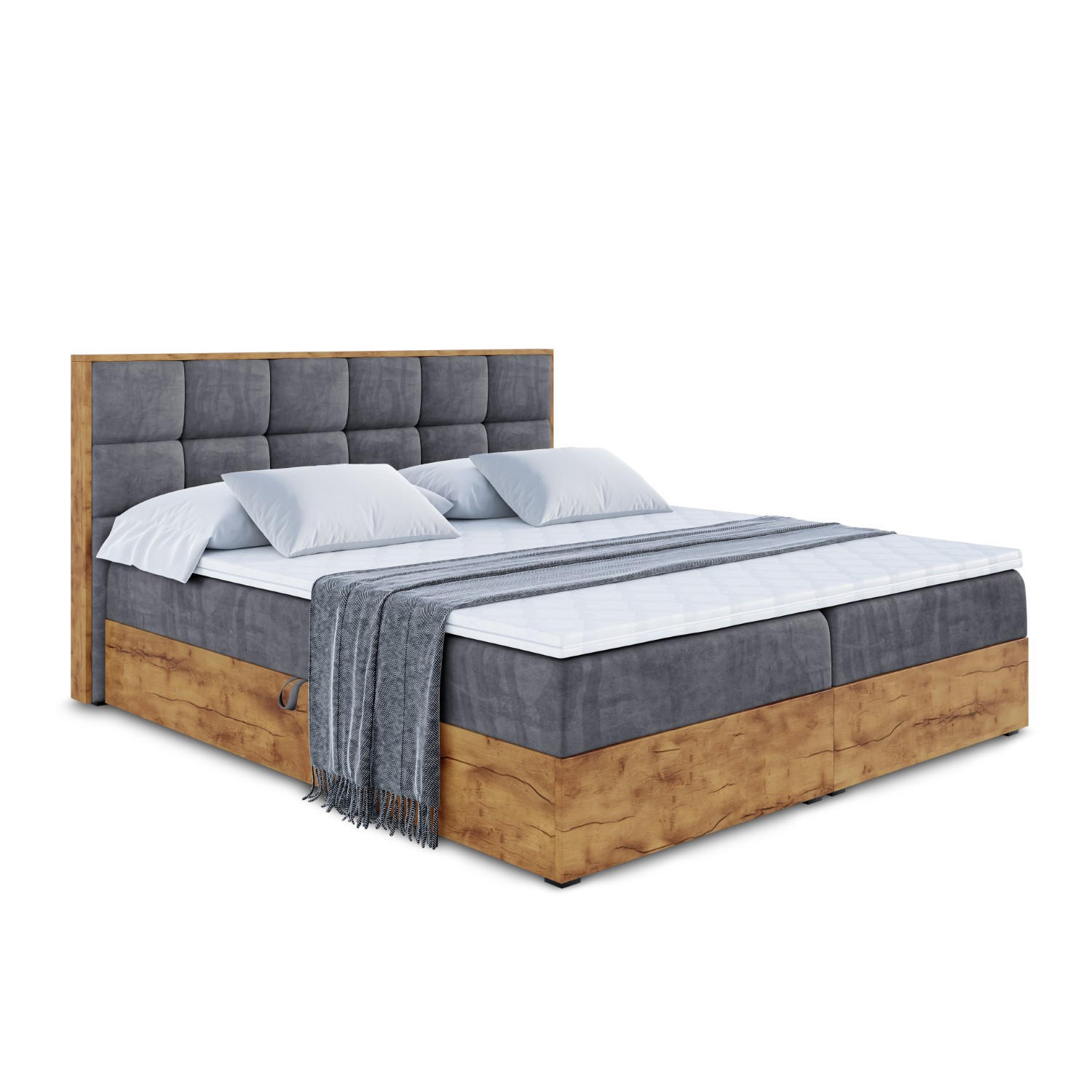 Altdecor Boxbett Grau 200x200 cm