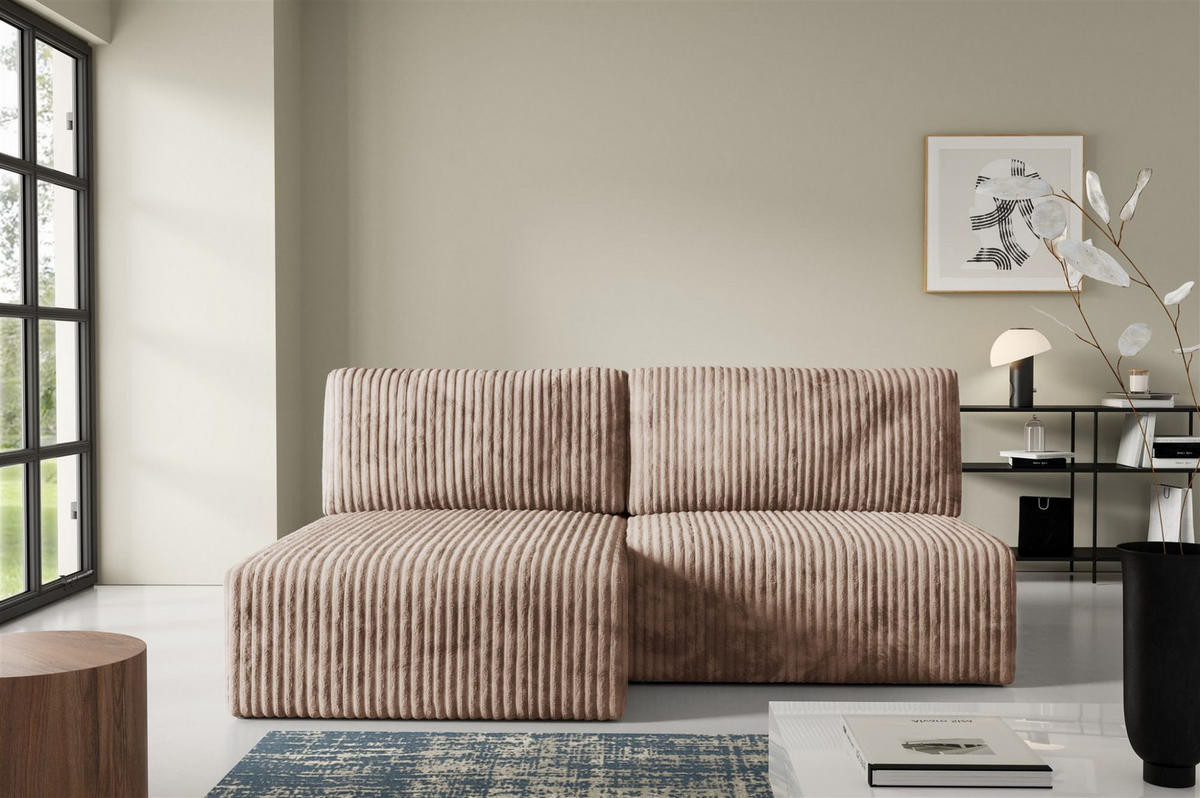 ECKSOFA Natalia Xs - Beige, Holzwerkstoff/Textil (149/210cm) - Fun Möbel