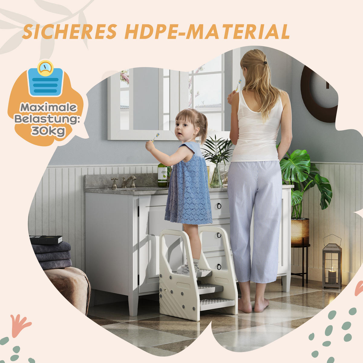KINDER Tritthocker - Grau, Kunststoff (42/65.5/43cm) - AIYAPLAY