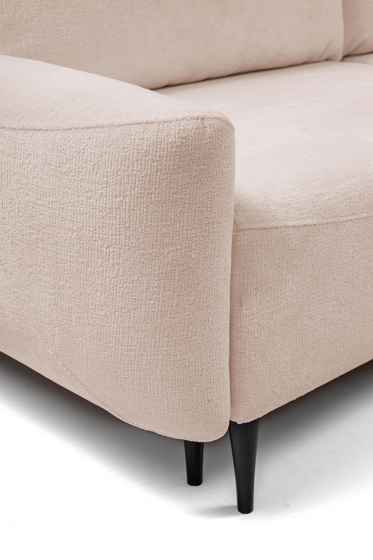 SOFA BOHO Mit Schlaffunktion Und Bettkasten, Wellenfederung, PUR-Schaum, Holzfüße, lose Rückenkissen, freistehend, 244x102x92 cm Rose - Rosa, Holz/Textil (244/92/102cm) - DomoHome