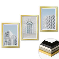 WANDBILDER 3er Set - 20x30 cm Goldrahmen - Moderne Architekturgeometrie - Goldfarben, Kunststoff (20/30cm) - ArtPrintCave