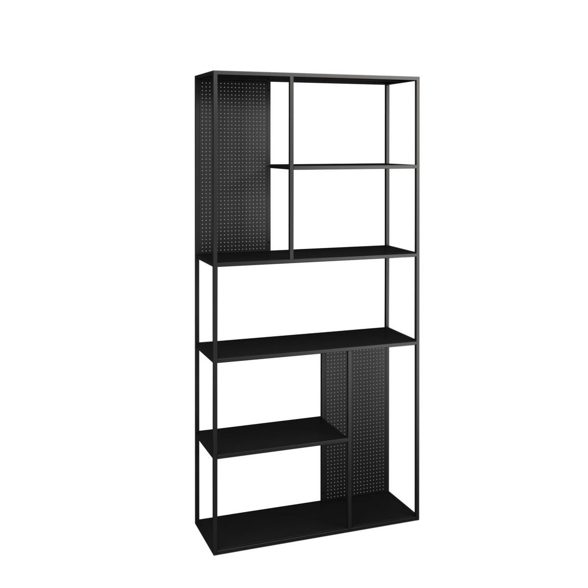 STANDREGAL Vehmaa - Schwarz, Metall (90/188/30cm) - [en.casa]