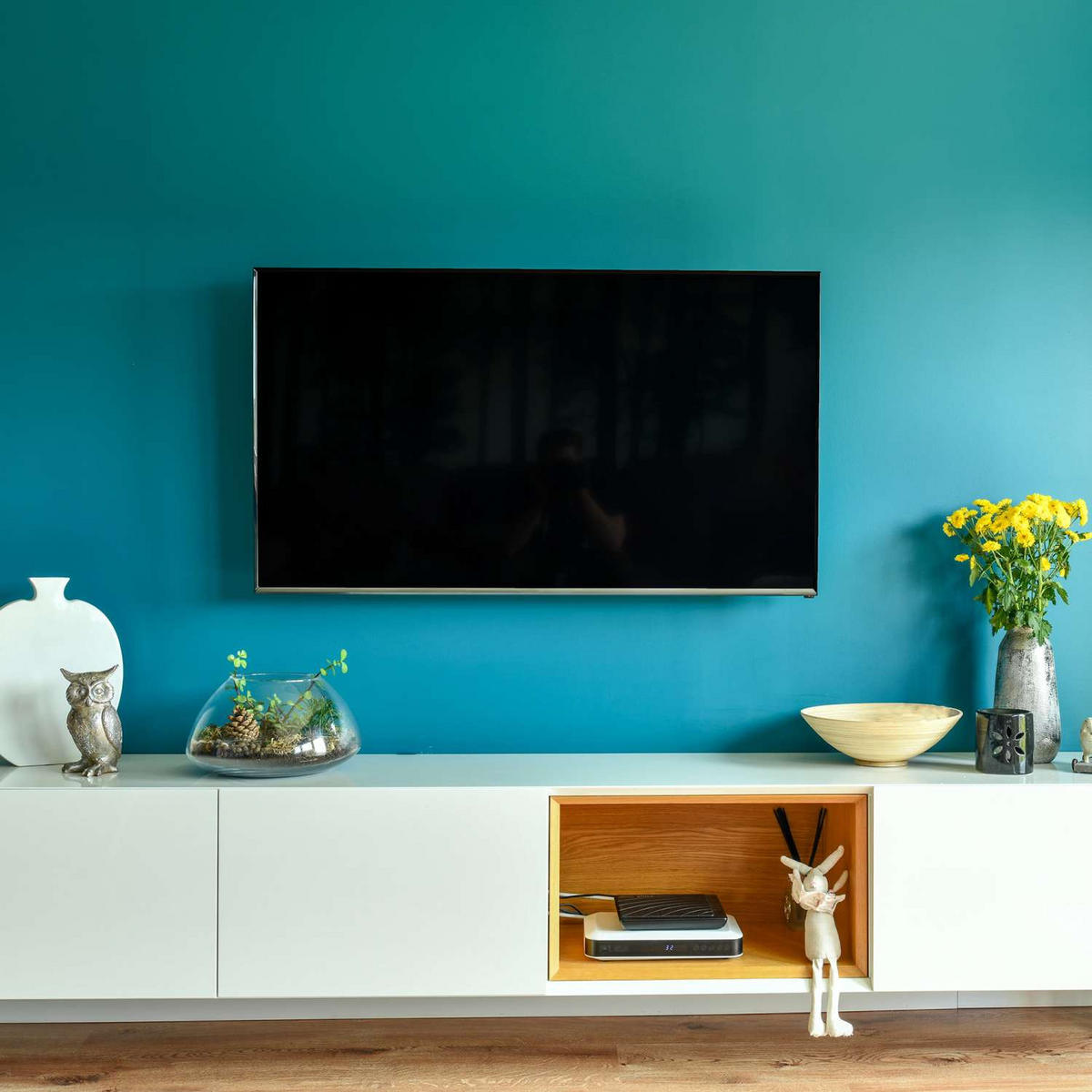 TV-WANDHALTERUNG aus Edelstahl - Schwarz, Metall (42.7/2.3/46cm)