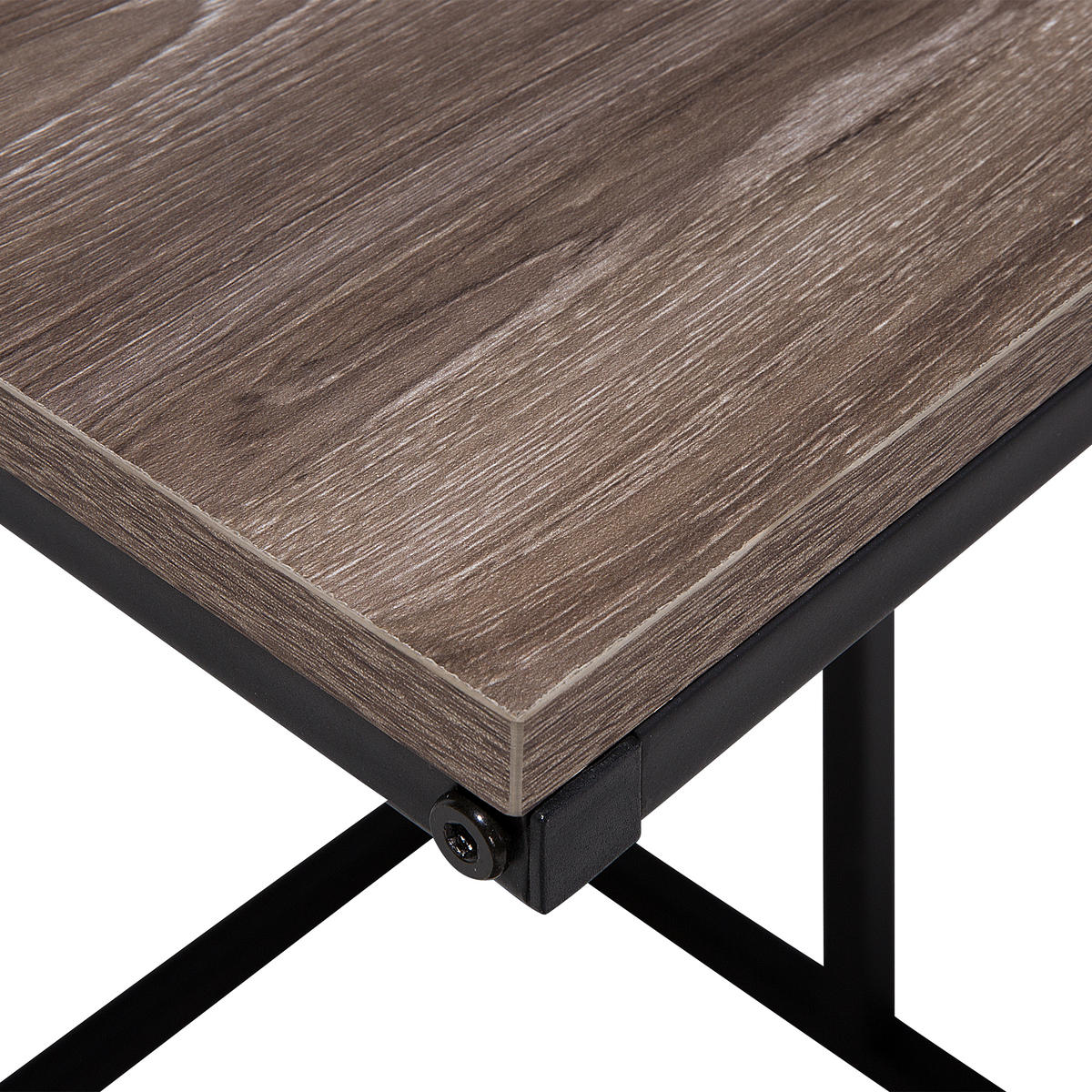 BEISTELLTISCH Holzoptik taupe quadratisch 40/40 cm Troy - Dunkelbraun/Schwarz, Holzwerkstoff (40/40/61cm) - Beliani