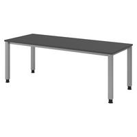 SCHREIBTISCH Serie-Q 80/200/74 cm in Graphitfarben/Silberfarben - Silberfarben/Graphitfarben, Holzwerkstoff (80/200/74cm) - bümö