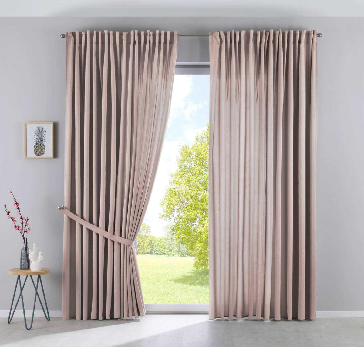 SCHLAUFENGARDINE 2ER SET »Jena« HxB 250x300 cm Taupe - Taupe, Textil (300/250cm) - Gardinenbox