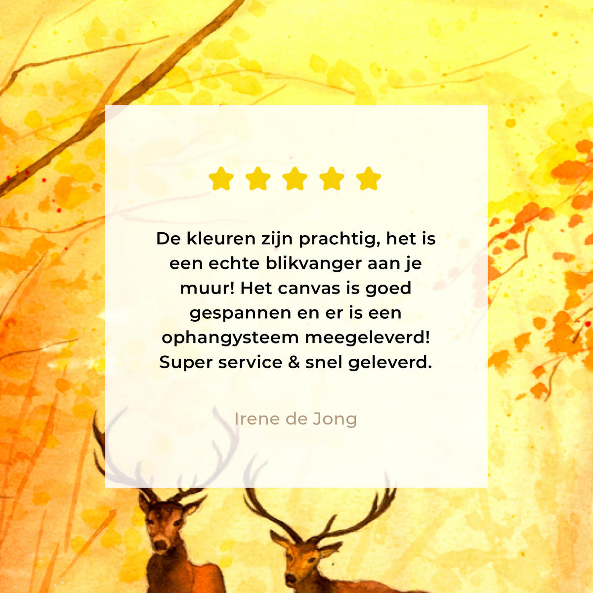 LEINWANDBILD Natur - Ölfarbe - Hirsche - Tiere - Herbst - Orange Gemälde 60x40 cm - Orange, Textil (60/40cm) - MuchoWow