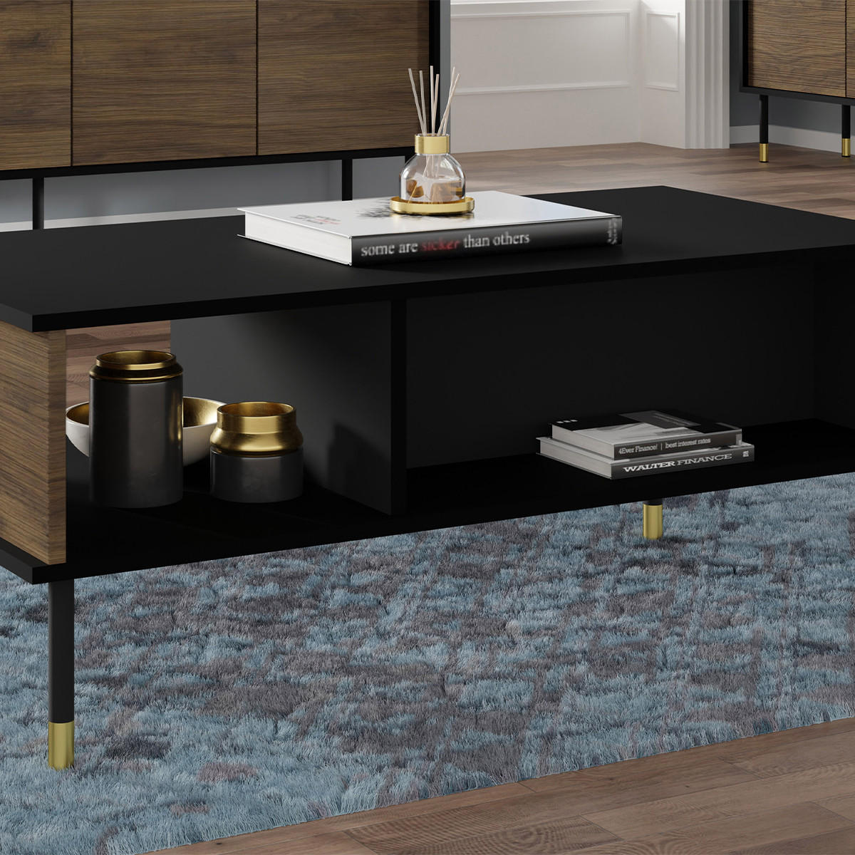 COUCHTISCH Rani Holz und Schwarz - Schwarz, Holzwerkstoff (55/110/45cm) - Petits-meubles