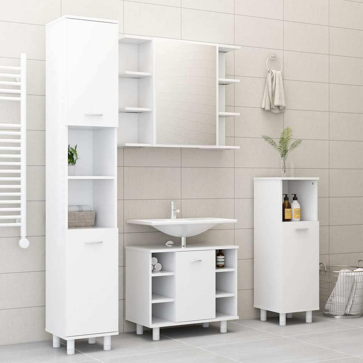BADEZIMMERSCHRANK Weiss 30/30/179 Cm Holzwerkstoff - Weiß, Holzwerkstoff (30/179/30cm) - vidaXL