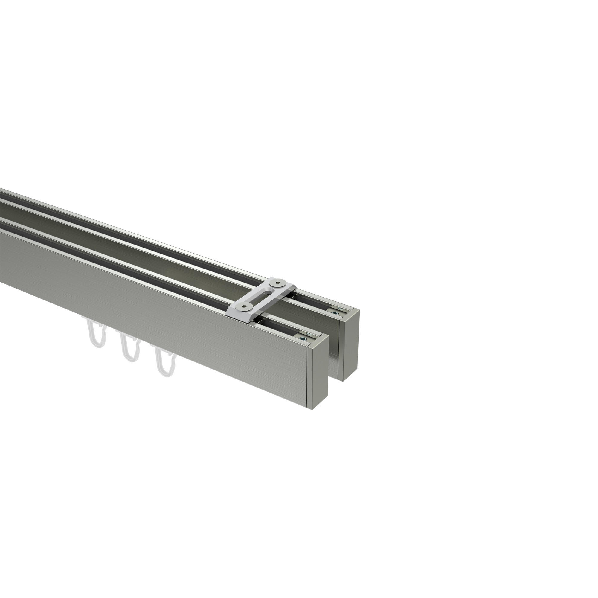 INNENLAUF-GARDINENSTANGEN-SET Smartline Paxo 180 cm, 2-läufig, 14x35 mm Edelstahl-Optik - Edelstahlfarben, Metall (180cm) - INTERDECO