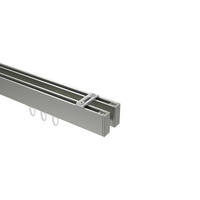 INNENLAUF-GARDINENSTANGEN-SET Smartline Paxo 180 cm, 2-läufig, 14x35 mm Edelstahl-Optik - Edelstahlfarben, Metall (180cm) - INTERDECO