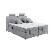 BOXSPRINGBETT inkl. Elektrofunktion, 7-Zonen-Tonnentaschen-Federkernmatratze und Komfort T25 Schaumtopper - Silberfarben/Hellgrau, Holz/Holzwerkstoff (180/200cm) - ed exciting design
