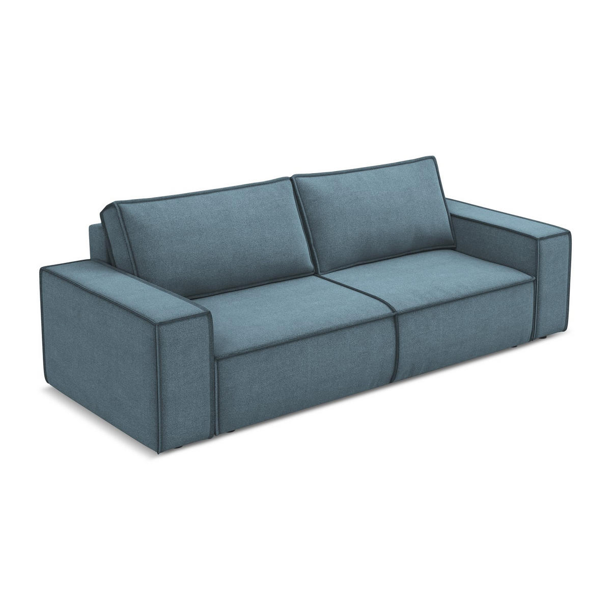 3-SITZER SOFA mit Schlaffunktion Strukturstoff Stoff Blau - Blau/Schwarz, Kunststoff/Textil (255/85/105cm) - LaMiaSofa